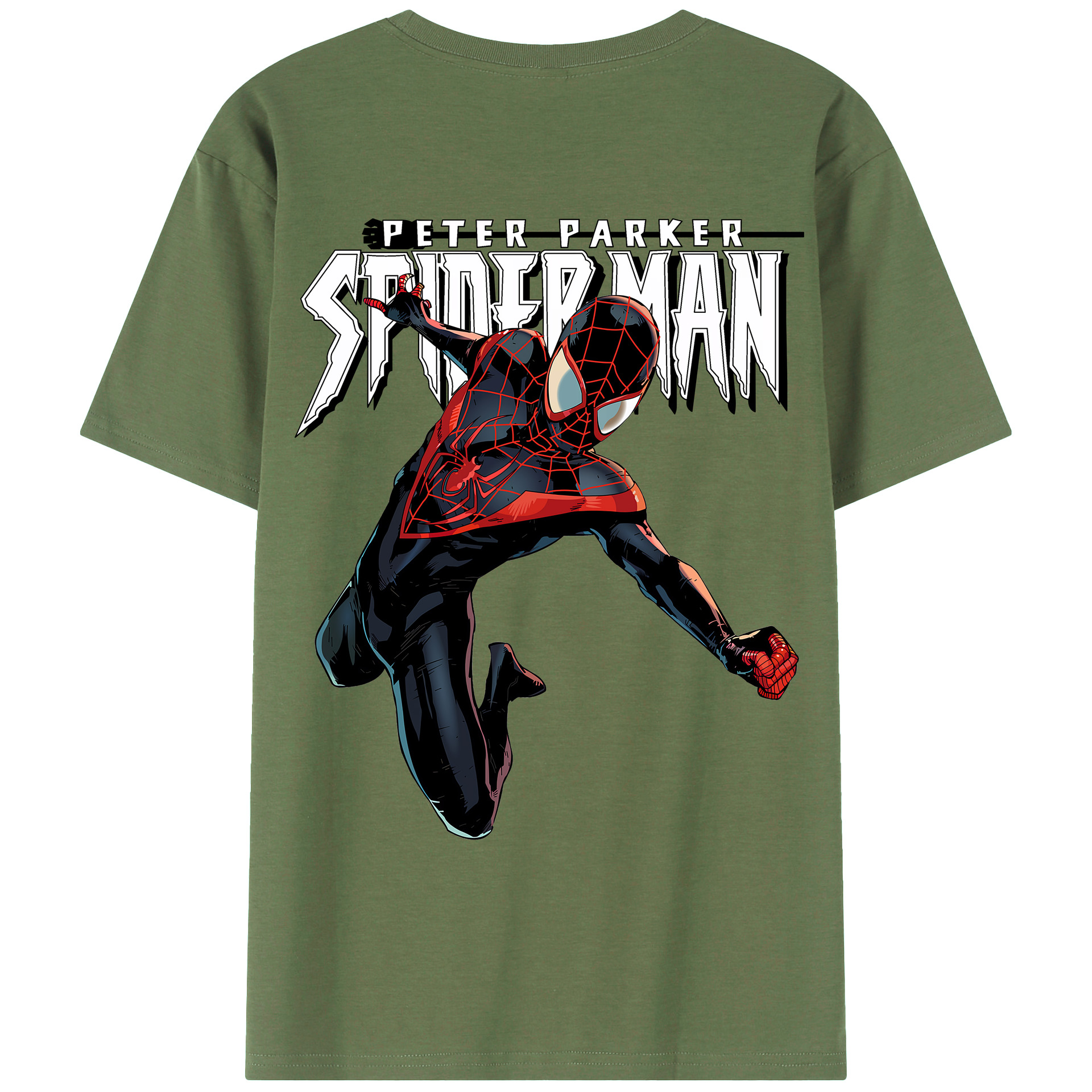 （画像用） Spider Man スパイダーマン 綿100％ メンズ半袖Tシャツ（バックプリント） 通気性